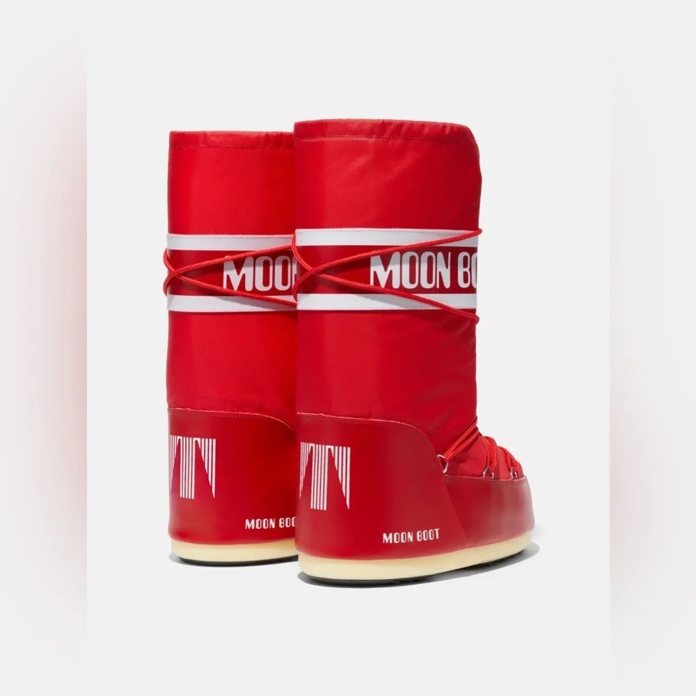 Moon Boot Kids Icon Red Padded Nylon Snow Boots Logo Size 31/34 US 13 - 2.5